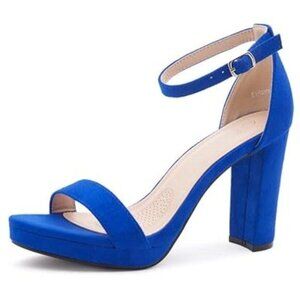 Shoe Land Womens Enlove Platform Heels Open Toe Block Heeled Sandals Dressy